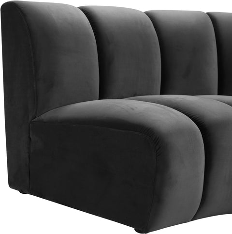 Calais Grey Velvet 4pc. Modular Sectional PC