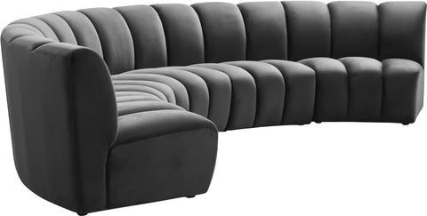Calais Grey Velvet 5pc. Modular Sectional PC