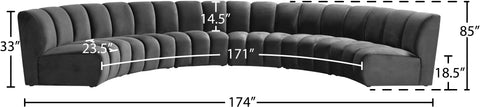 Calais Grey Velvet 6pc. Modular Sectional PC