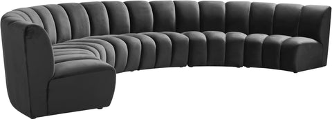 Calais Grey Velvet 6pc. Modular Sectional PC