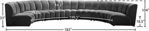 Calais Grey Velvet 7pc. Modular Sectional PC