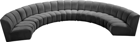 Calais Grey Velvet 7pc. Modular Sectional PC