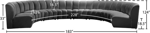 Calais Grey Velvet 8pc. Modular Sectional PC