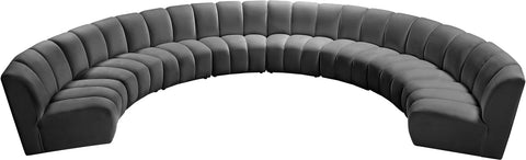 Calais Grey Velvet 8pc. Modular Sectional PC