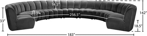 Calais Grey Velvet 9pc. Modular Sectional PC