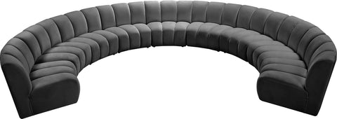 Calais Grey Velvet 9pc. Modular Sectional PC