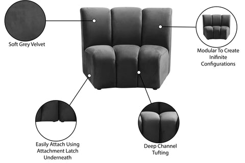 Calais Grey Velvet Modular Chair C