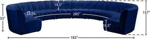 Calais Navy Velvet 10pc. Modular Sectional PC
