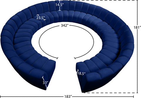 Calais Navy Velvet 12pc. Modular Sectional PC