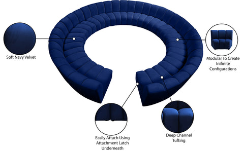 Calais Navy Velvet 12pc. Modular Sectional PC
