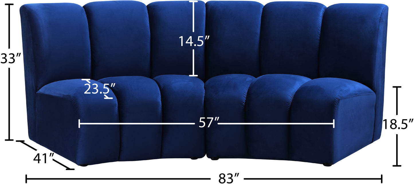 calais navy velvet 2pc. modular sectional pc