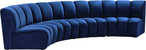 Calais Navy Velvet 4pc. Modular Sectional PC