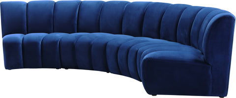 Calais Navy Velvet 4pc. Modular Sectional PC