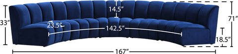 Calais Navy Velvet 5pc. Modular Sectional PC