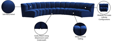 Calais Navy Velvet 5pc. Modular Sectional PC