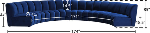 Calais Navy Velvet 6pc. Modular Sectional PC