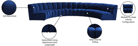 Calais Navy Velvet 6pc. Modular Sectional PC