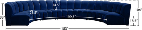 Calais Navy Velvet 7pc. Modular Sectional PC