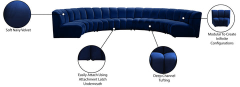 Calais Navy Velvet 7pc. Modular Sectional PC