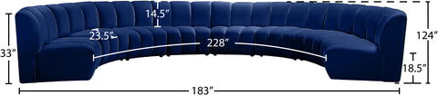 Calais Navy Velvet 8pc. Modular Sectional PC
