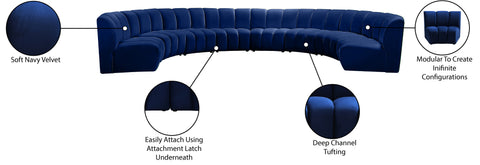 Calais Navy Velvet 8pc. Modular Sectional PC