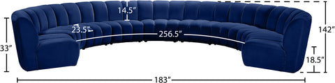 Calais Navy Velvet 9pc. Modular Sectional PC