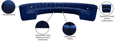 Calais Navy Velvet 9pc. Modular Sectional PC