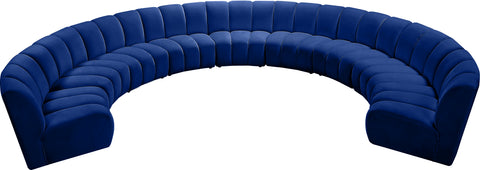 Calais Navy Velvet 9pc. Modular Sectional PC