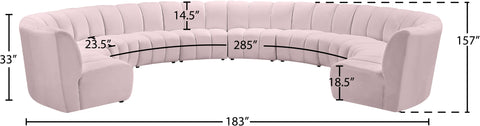 Calais Pink Velvet 10pc. Modular Sectional PC