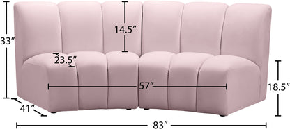 Calais Pink Velvet 2pc. Modular Sectional PC