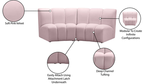 Calais Pink Velvet 2pc. Modular Sectional PC