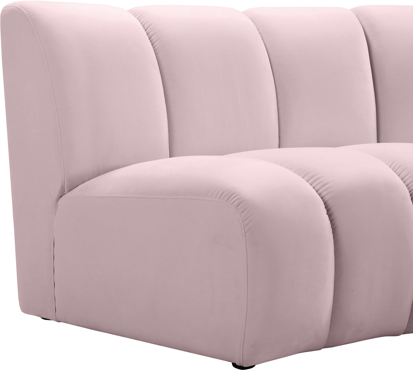 calais pink velvet 2pc. modular sectional pc