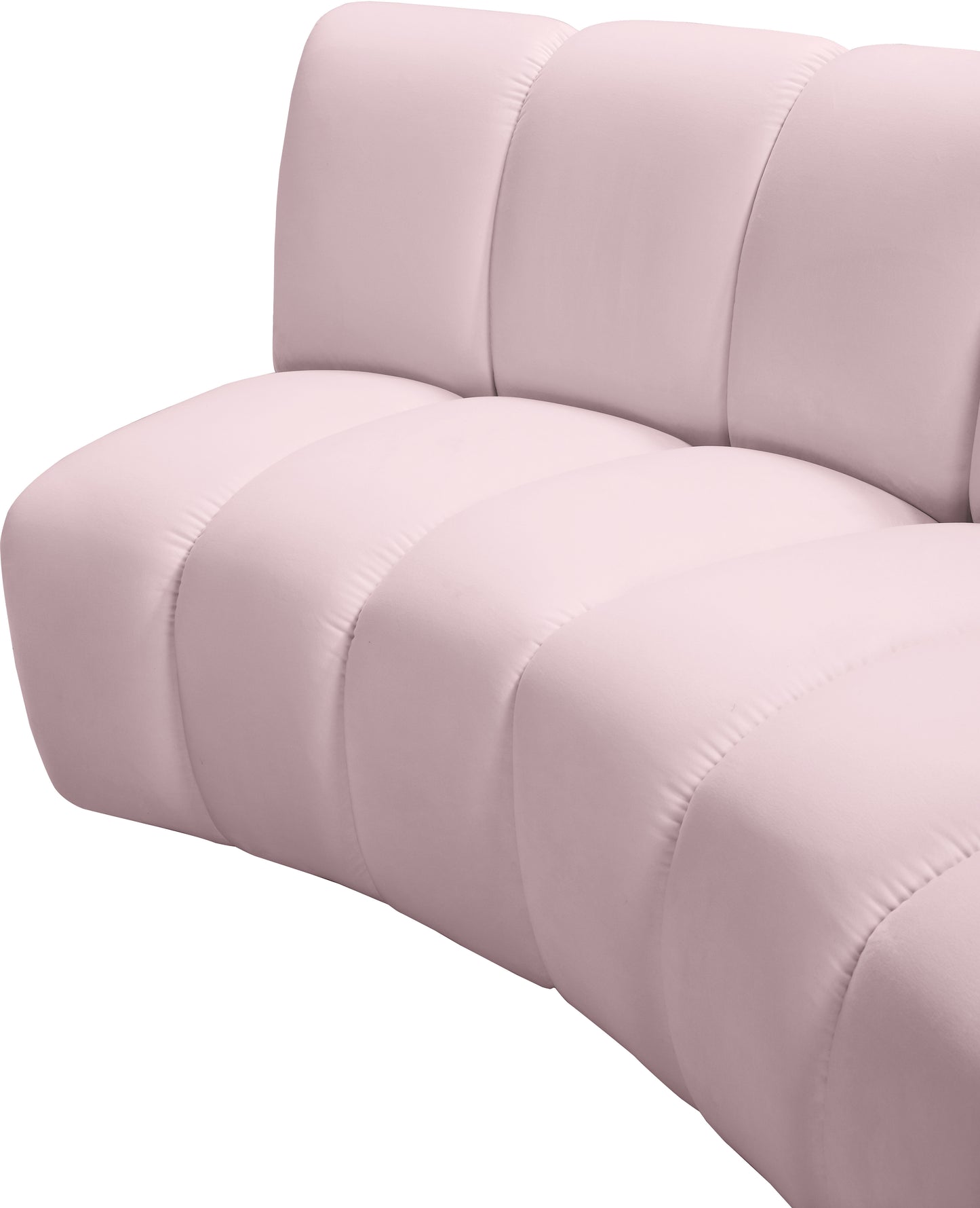 calais pink velvet 2pc. modular sectional pc