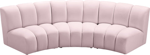 Calais Pink Velvet 3pc. Modular Sectional PC