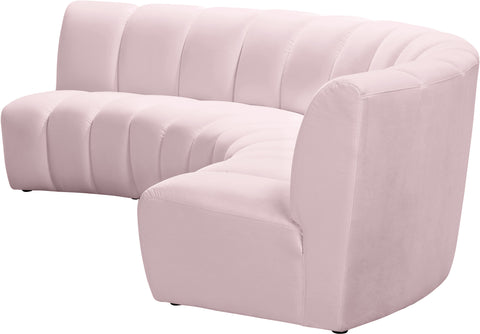 Calais Pink Velvet 3pc. Modular Sectional PC