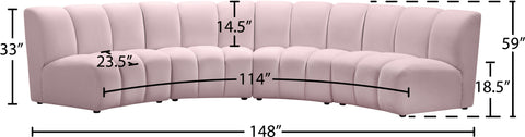 Calais Pink Velvet 4pc. Modular Sectional PC