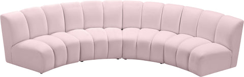 Calais Pink Velvet 4pc. Modular Sectional PC