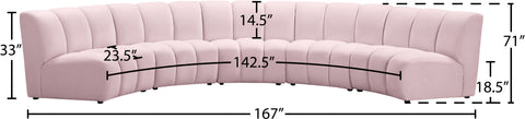 Calais Pink Velvet 5pc. Modular Sectional PC