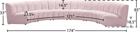 Calais Pink Velvet 6pc. Modular Sectional PC