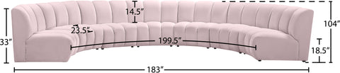 Calais Pink Velvet 7pc. Modular Sectional PC