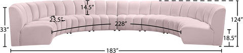 Calais Pink Velvet 8pc. Modular Sectional PC