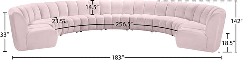 Calais Pink Velvet 9pc. Modular Sectional PC