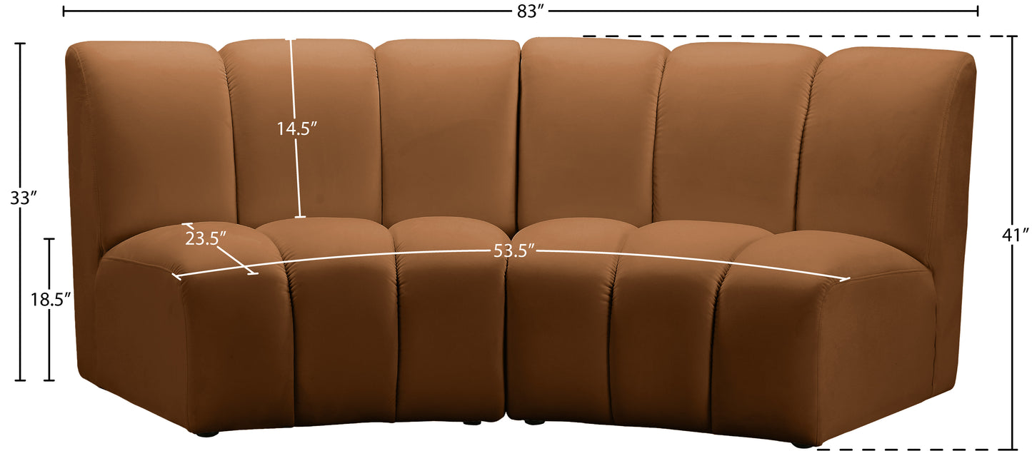 calvin saddle velvet 2pc. modular sectional