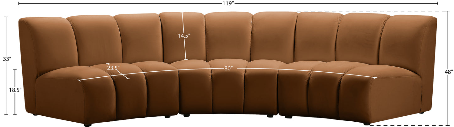 calvin saddle velvet 3pc. modular sectional