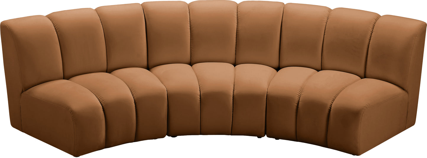 calvin saddle velvet 3pc. modular sectional