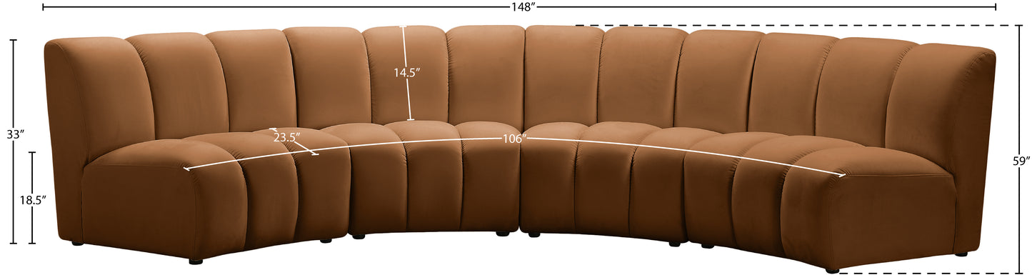 calvin saddle velvet 4pc. modular sectional