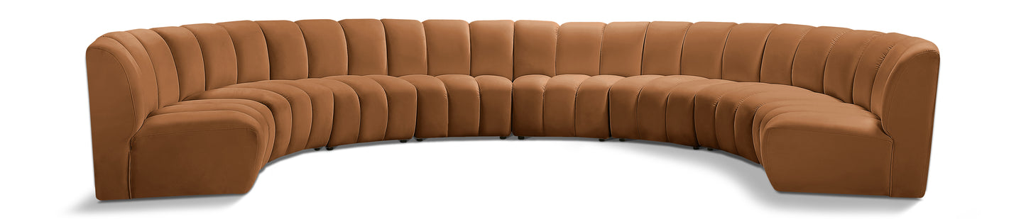 calvin saddle velvet 8pc. modular sectional