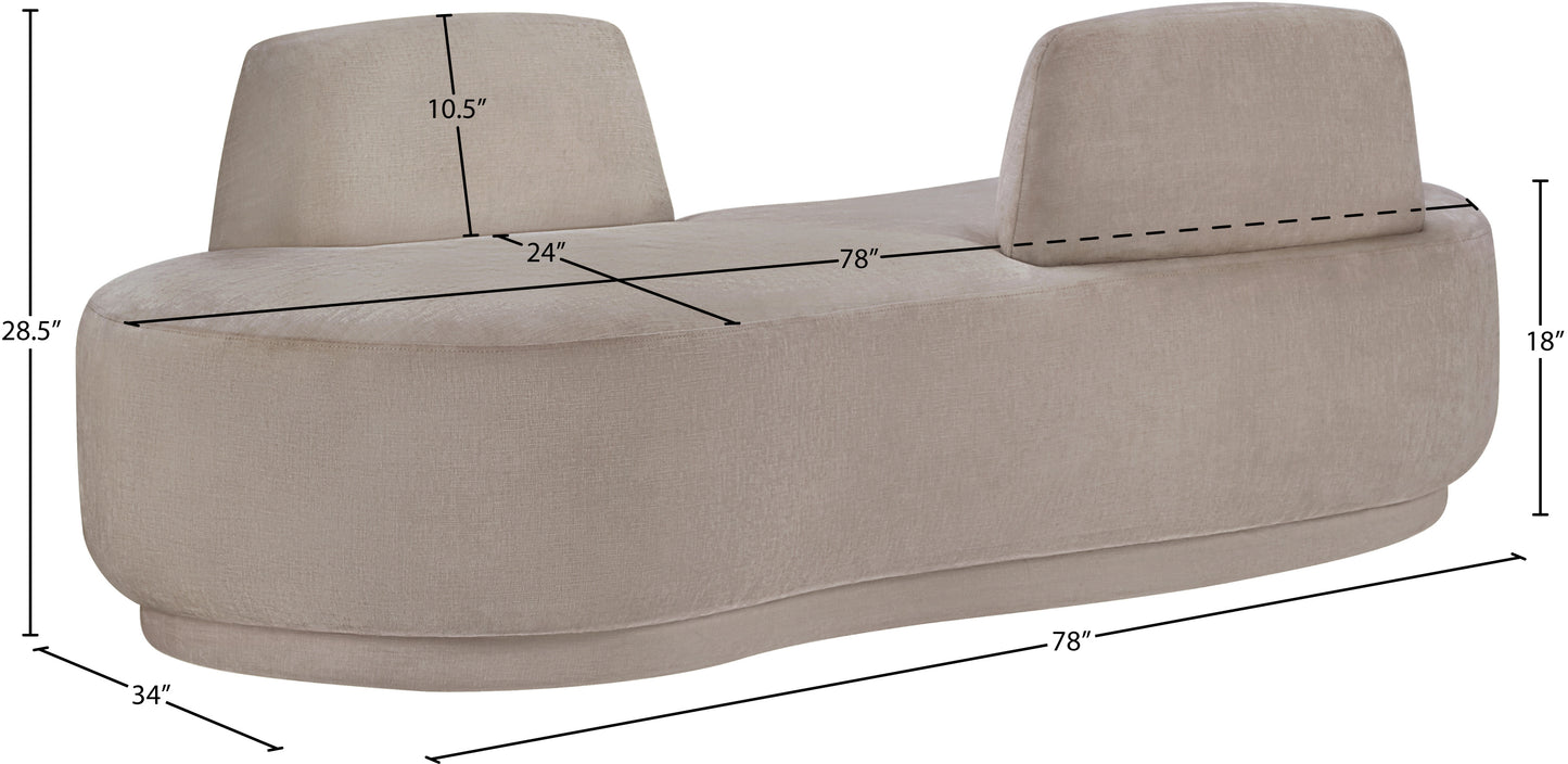 ward beige chenille fabric chaise/loveseat