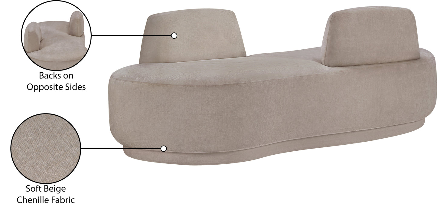 ward beige chenille fabric chaise/loveseat