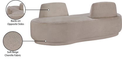 Ward Beige Chenille Fabric Chaise/Loveseat